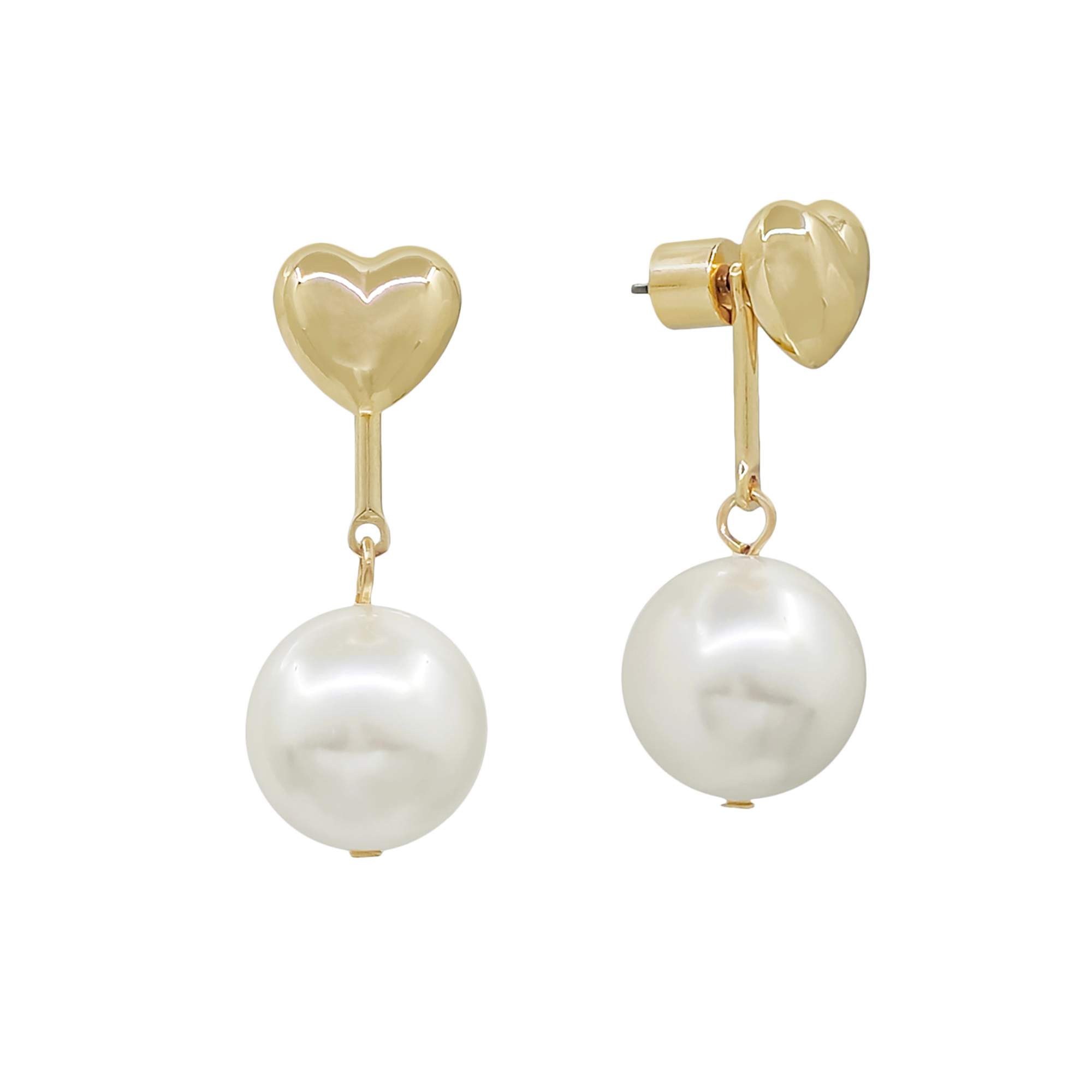 Heart Pearl Drop Earrings