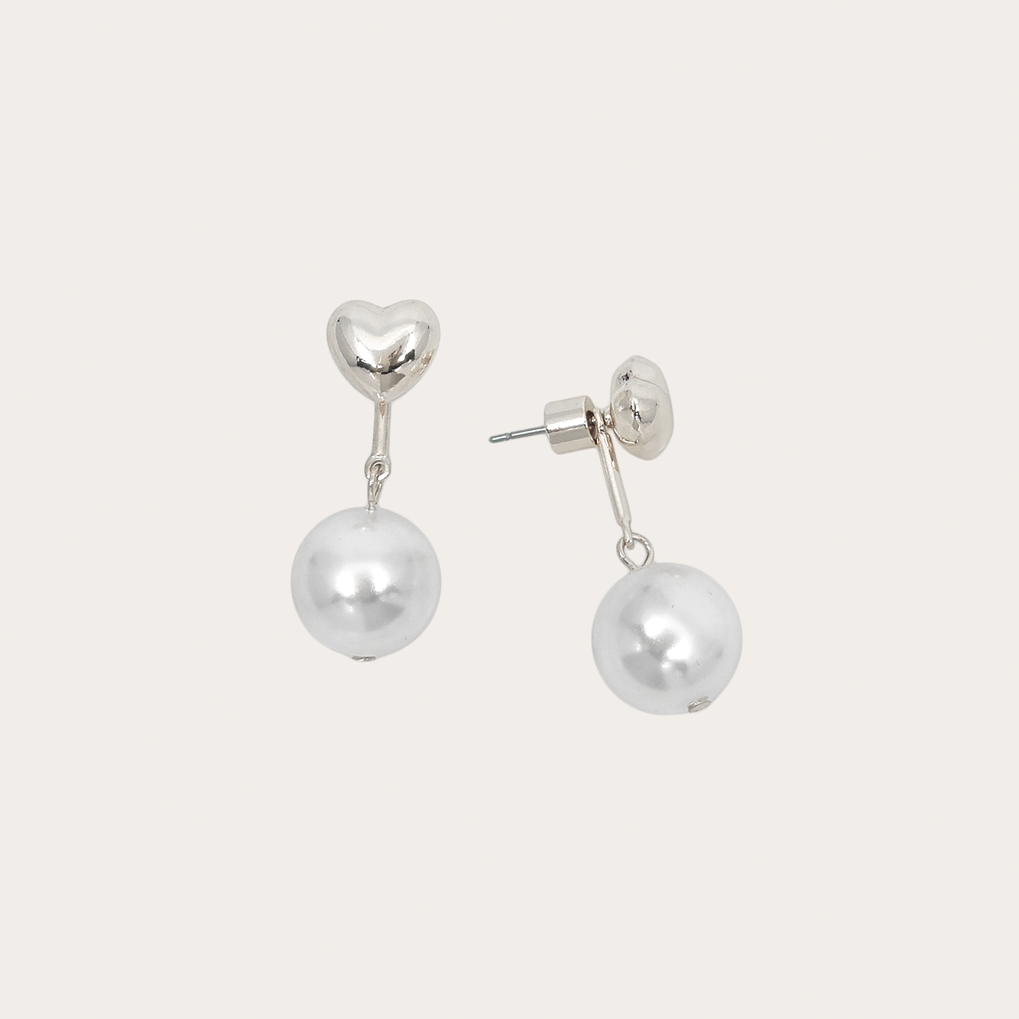 Heart Pearl Drop Earrings