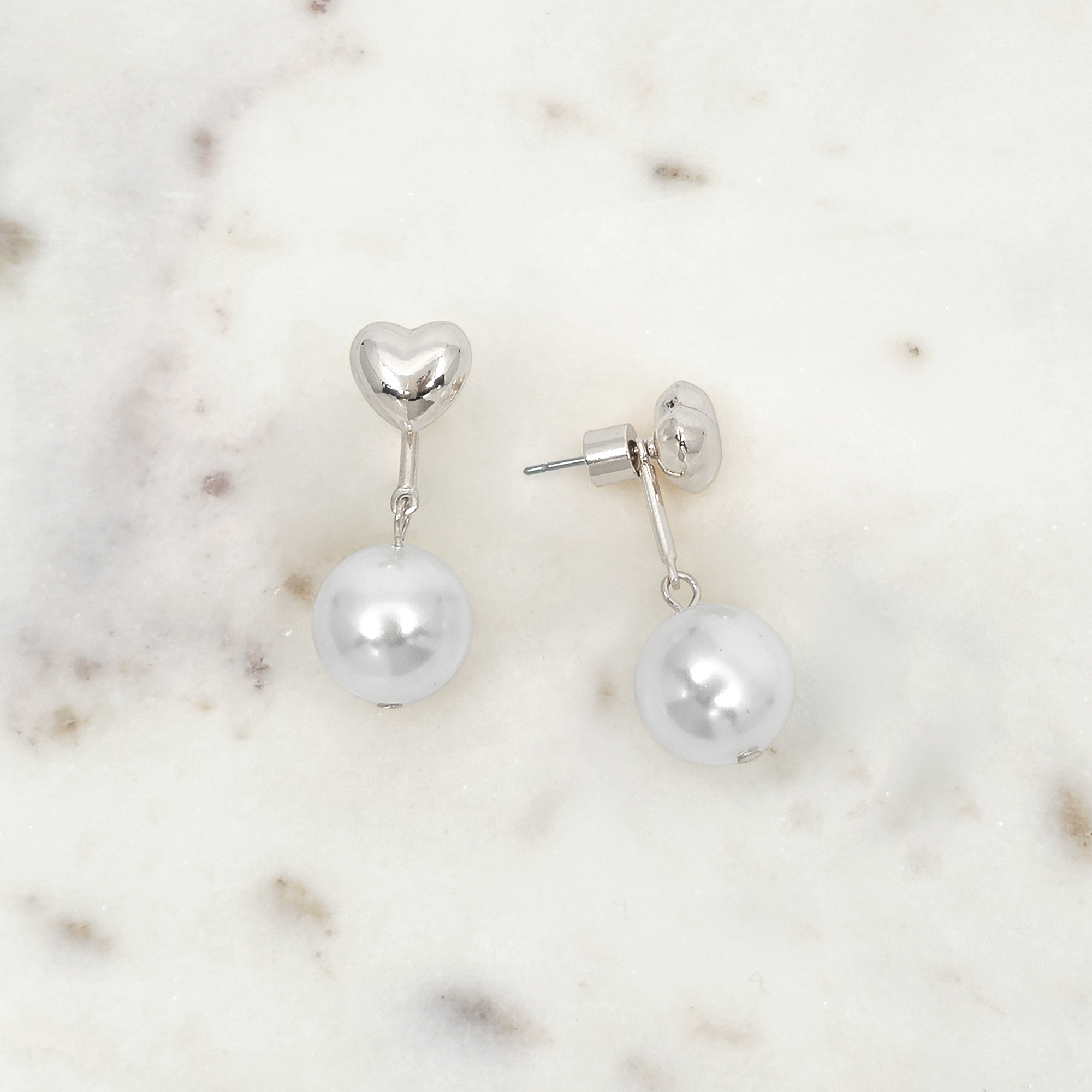 Heart Pearl Drop Earrings