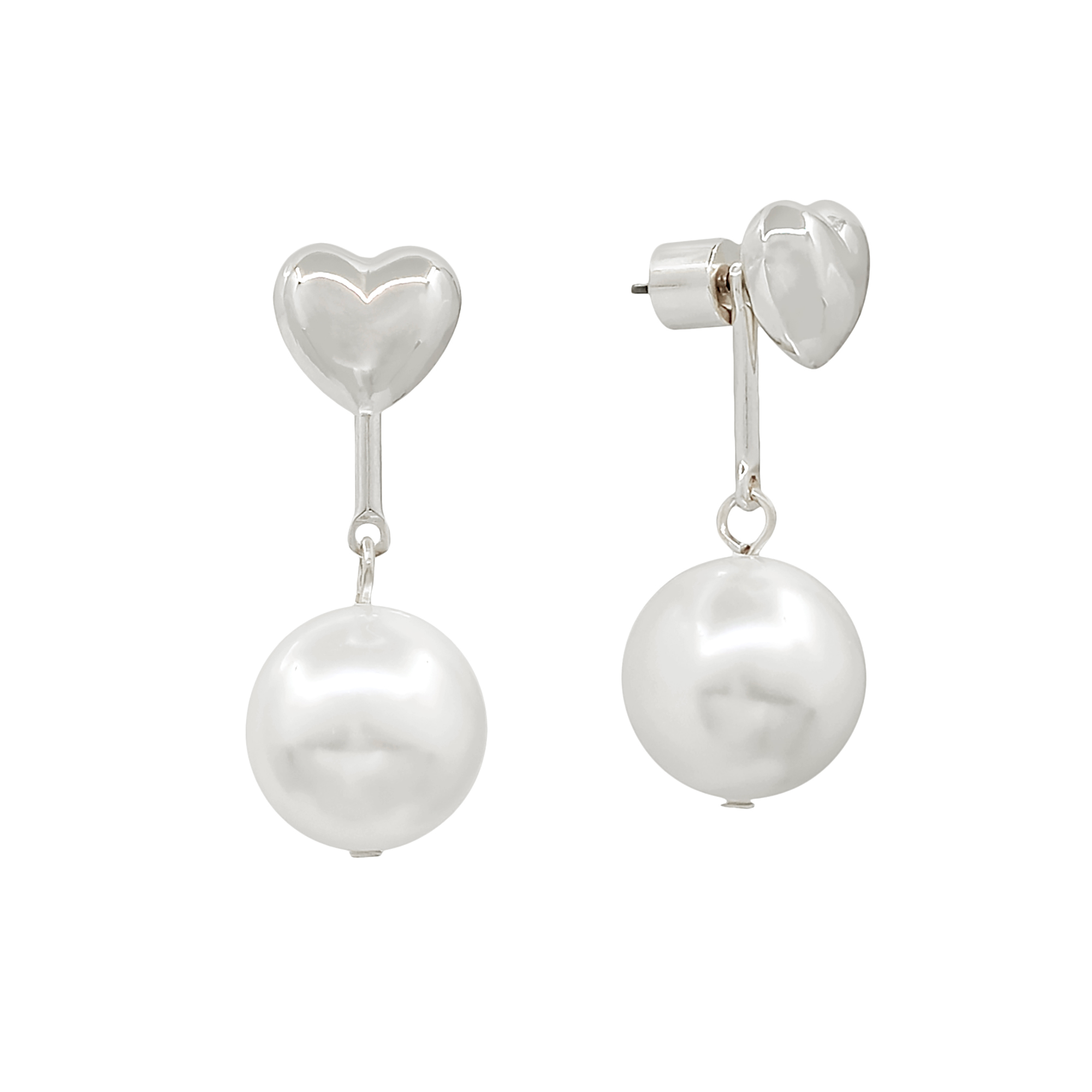 Heart Pearl Drop Earrings