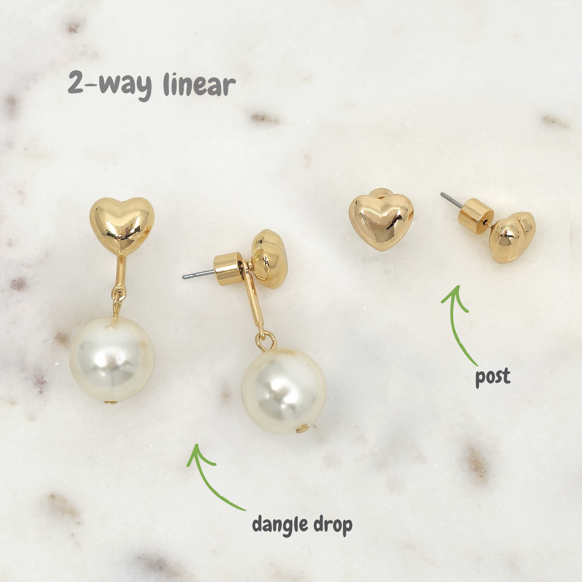 Heart Pearl Drop Earrings
