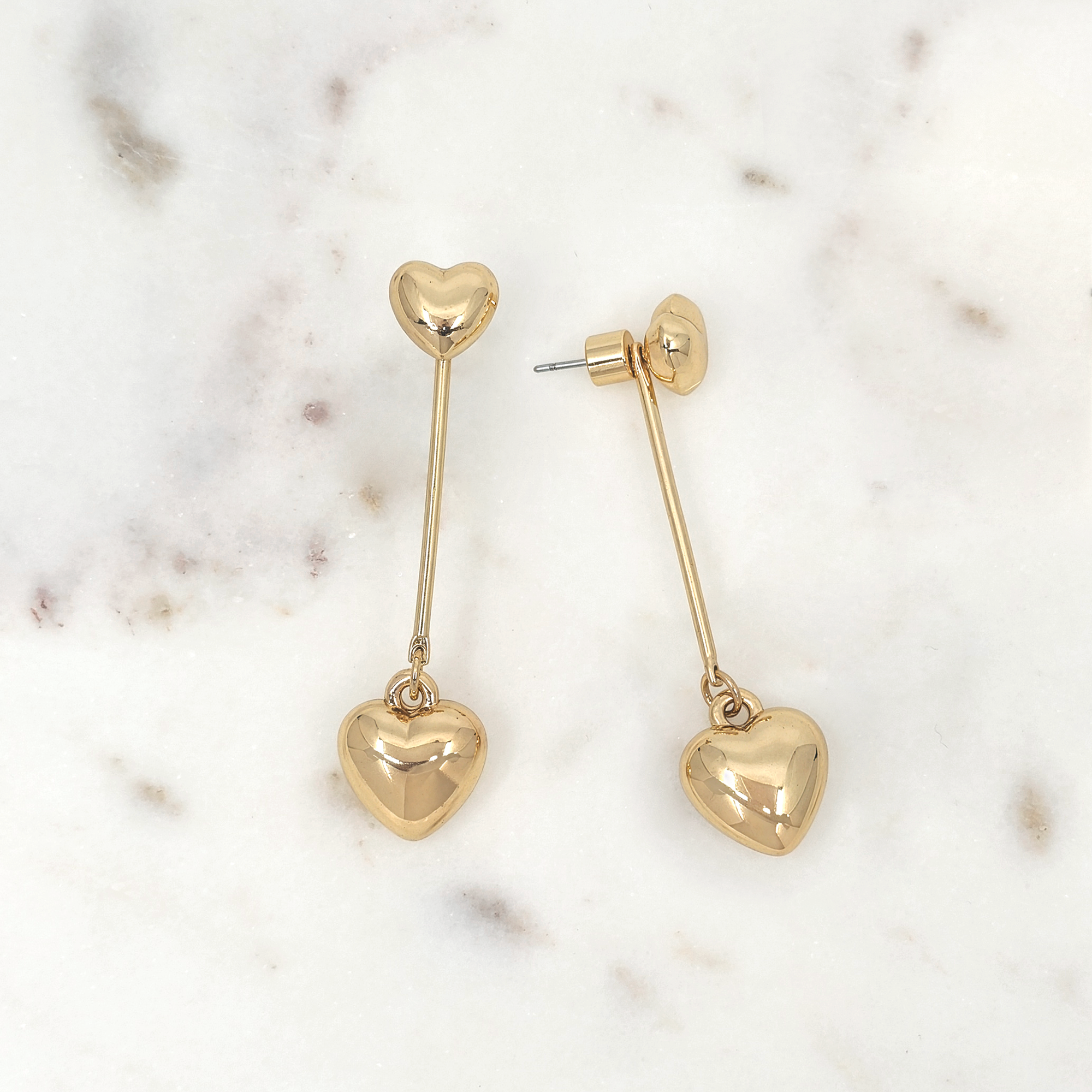 Linear Heart Drop Earrings