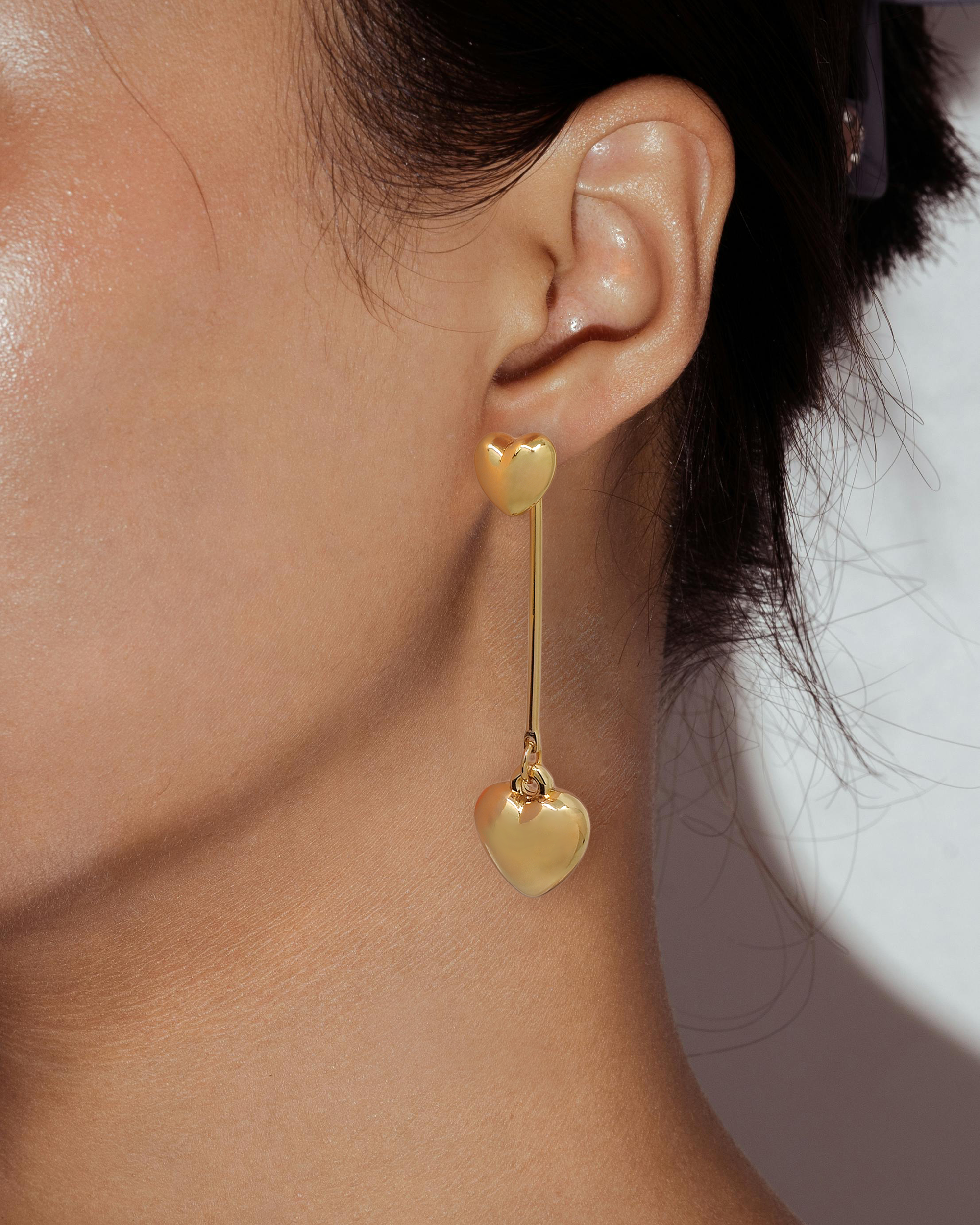 Linear Heart Drop Earrings
