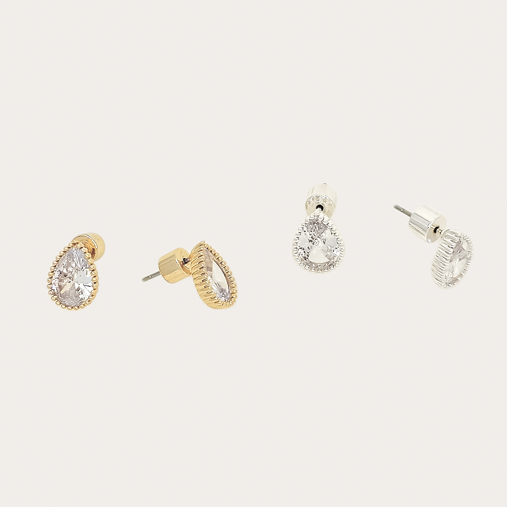 Petite Teardrop CZ Stud Earrings