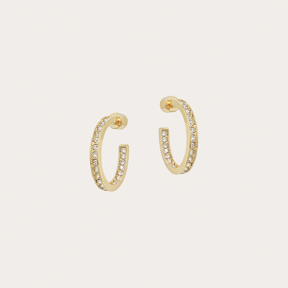 Pave Crystal Hoop Earrings