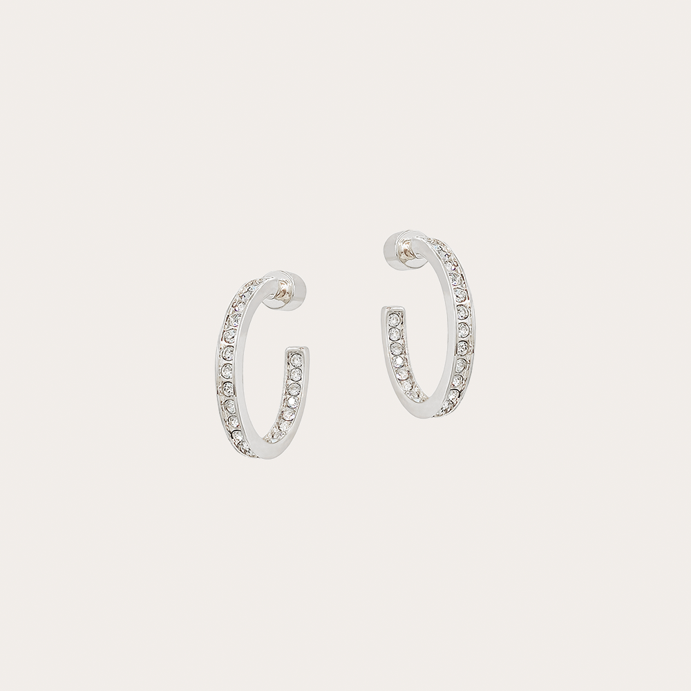 Pave Crystal Hoop Earrings