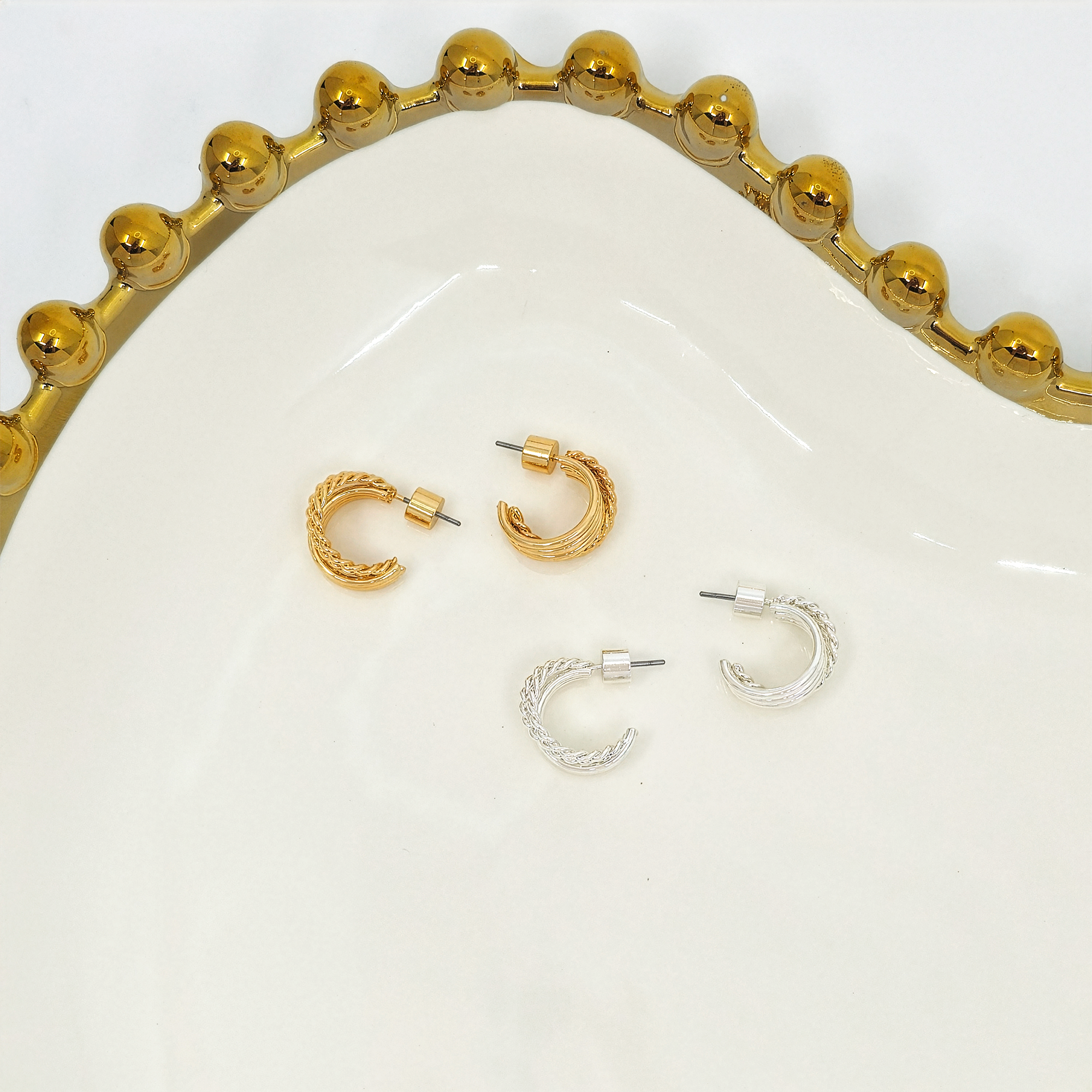 Braided Ribbed Hoop Earrings