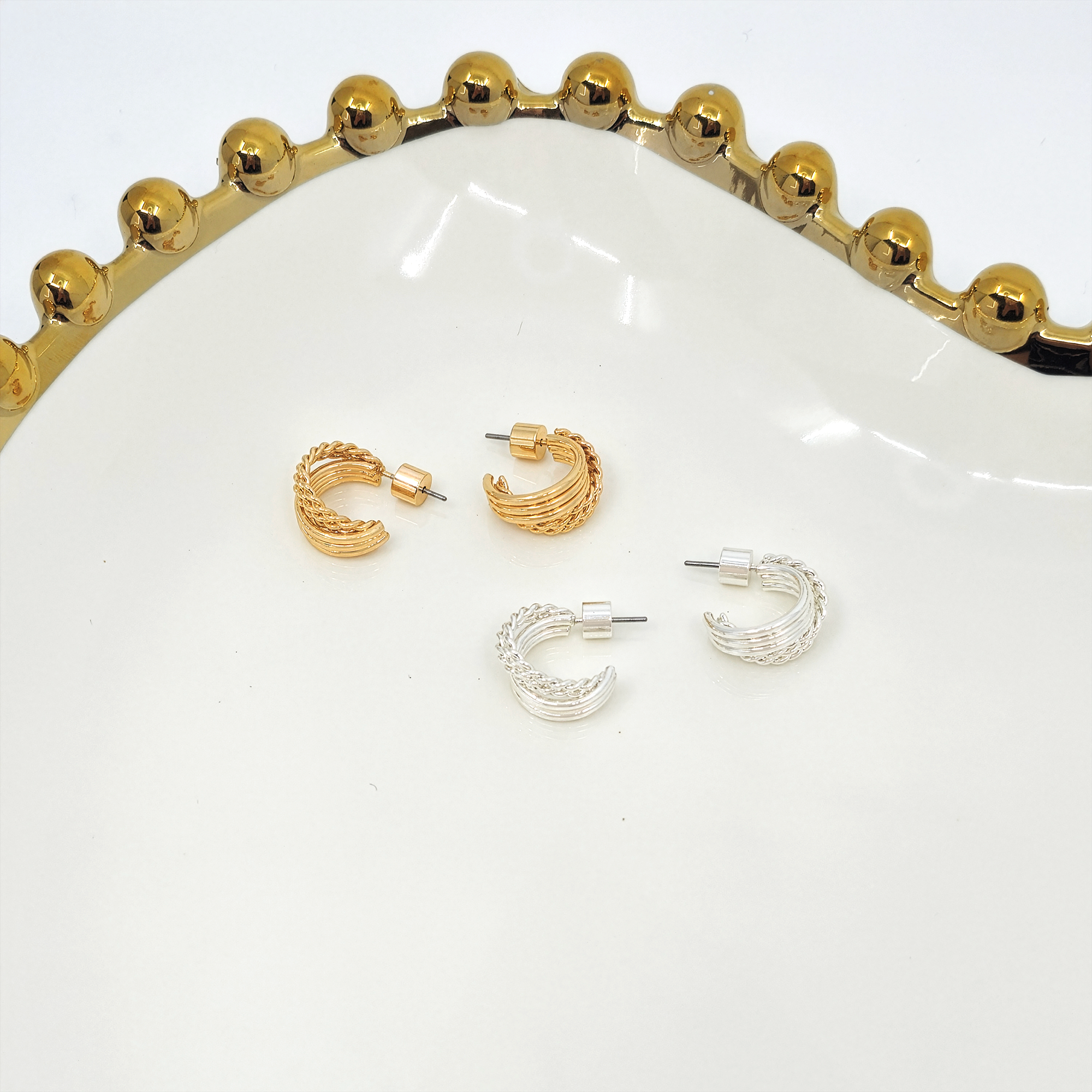 Braided Ribbed Hoop Earrings