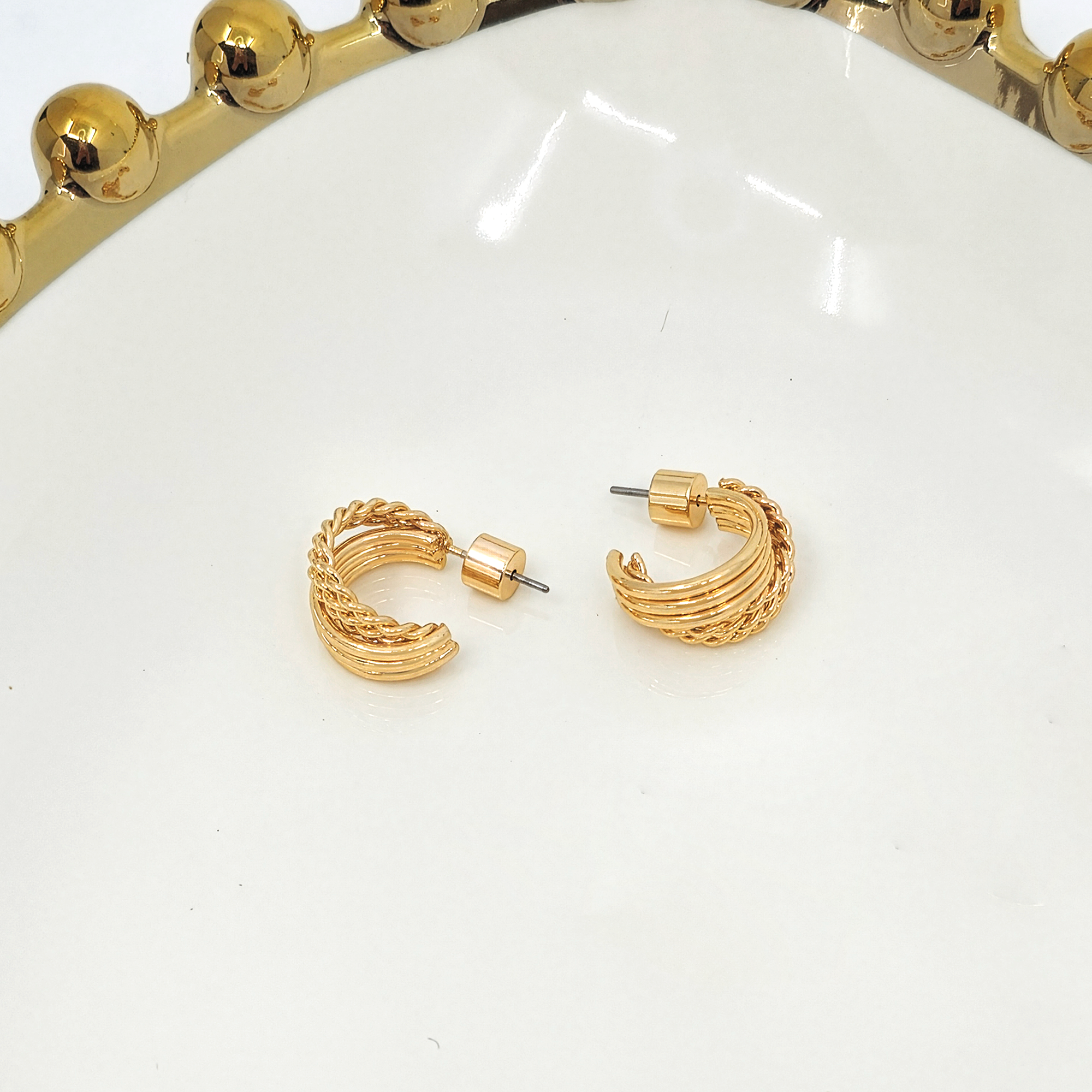 Braided Ribbed Hoop Earrings
