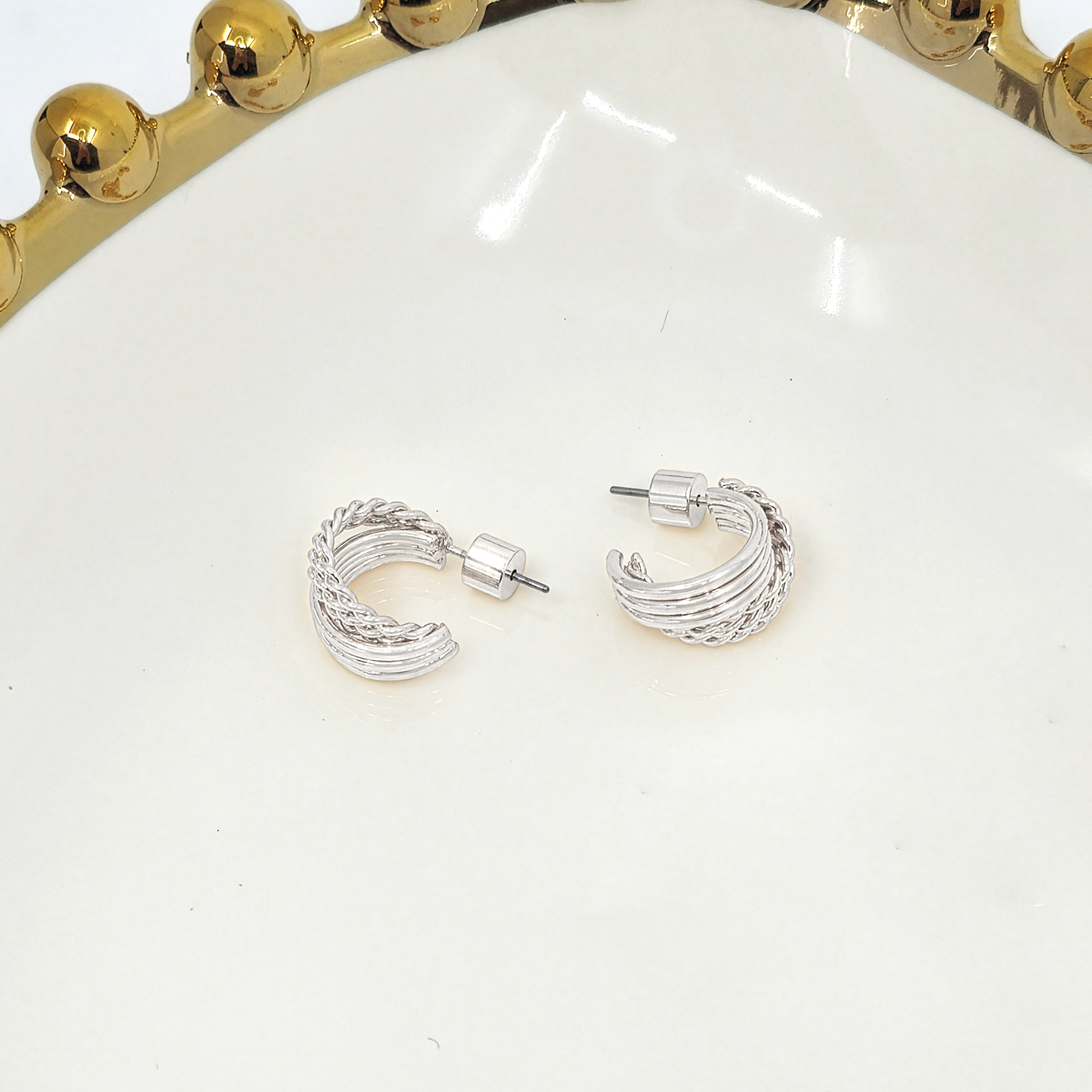Braided Ribbed Hoop Earrings