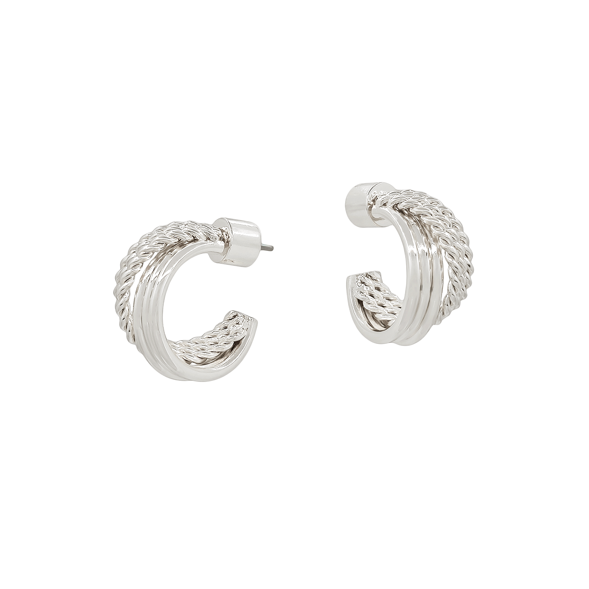 Braided Ribbed Hoop Earrings