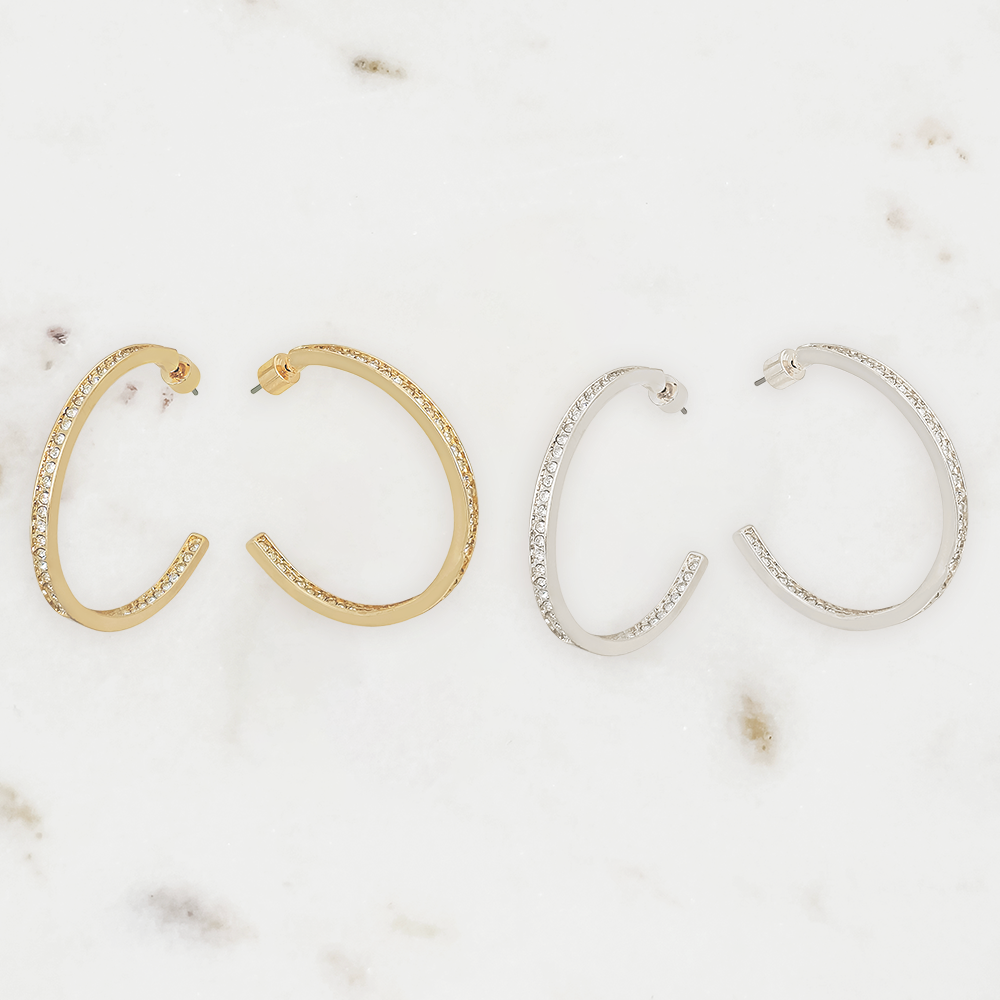 Crystal Pave Hoop Earrings