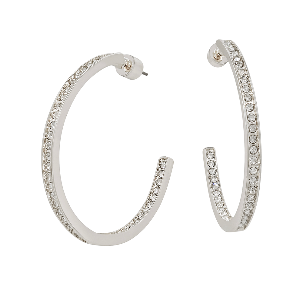 Crystal Pave Hoop Earrings