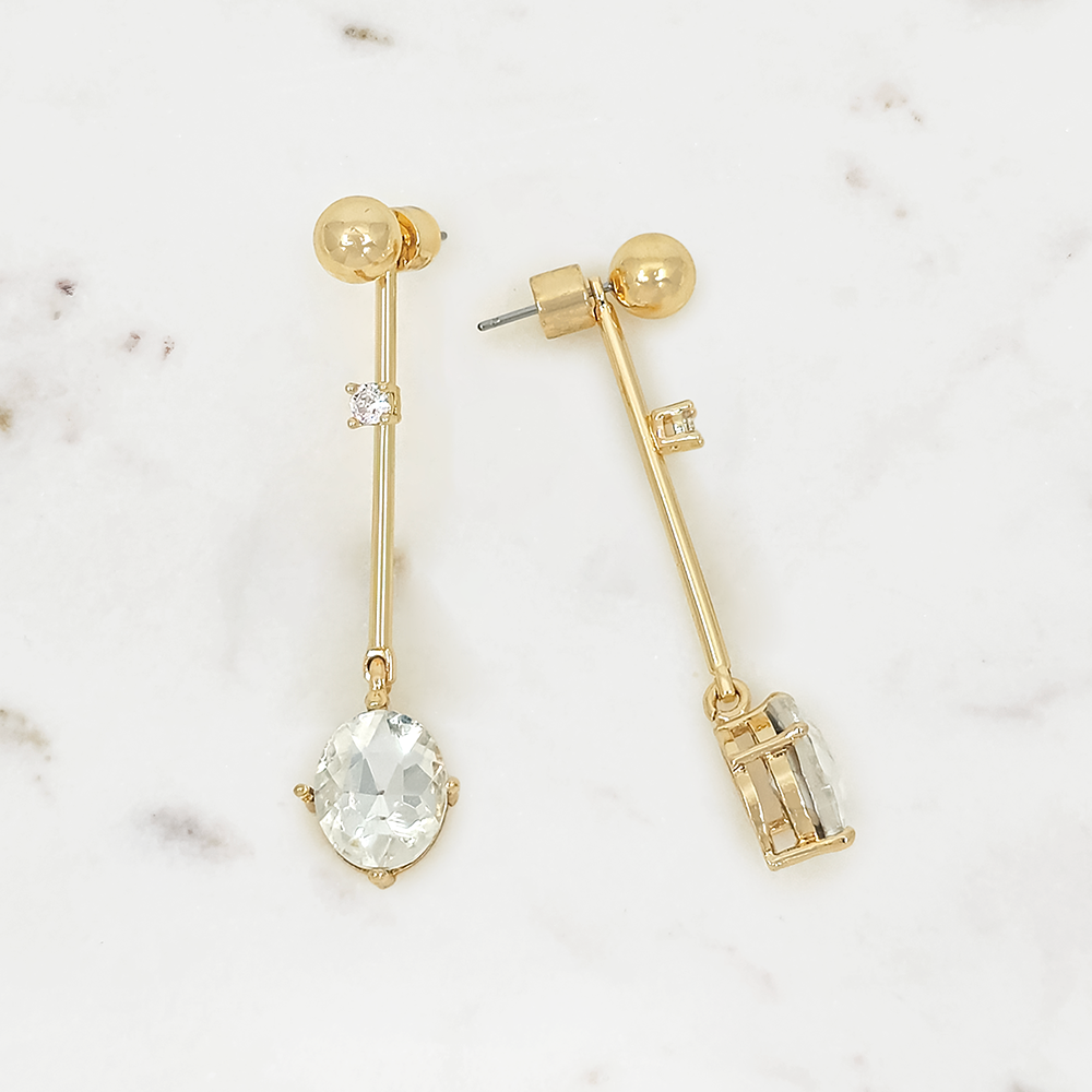 Crystal Drop Bar Earrings