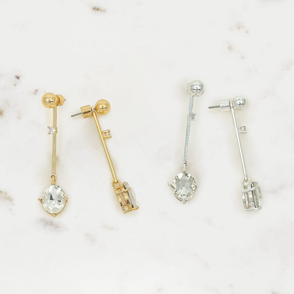 Crystal Drop Bar Earrings