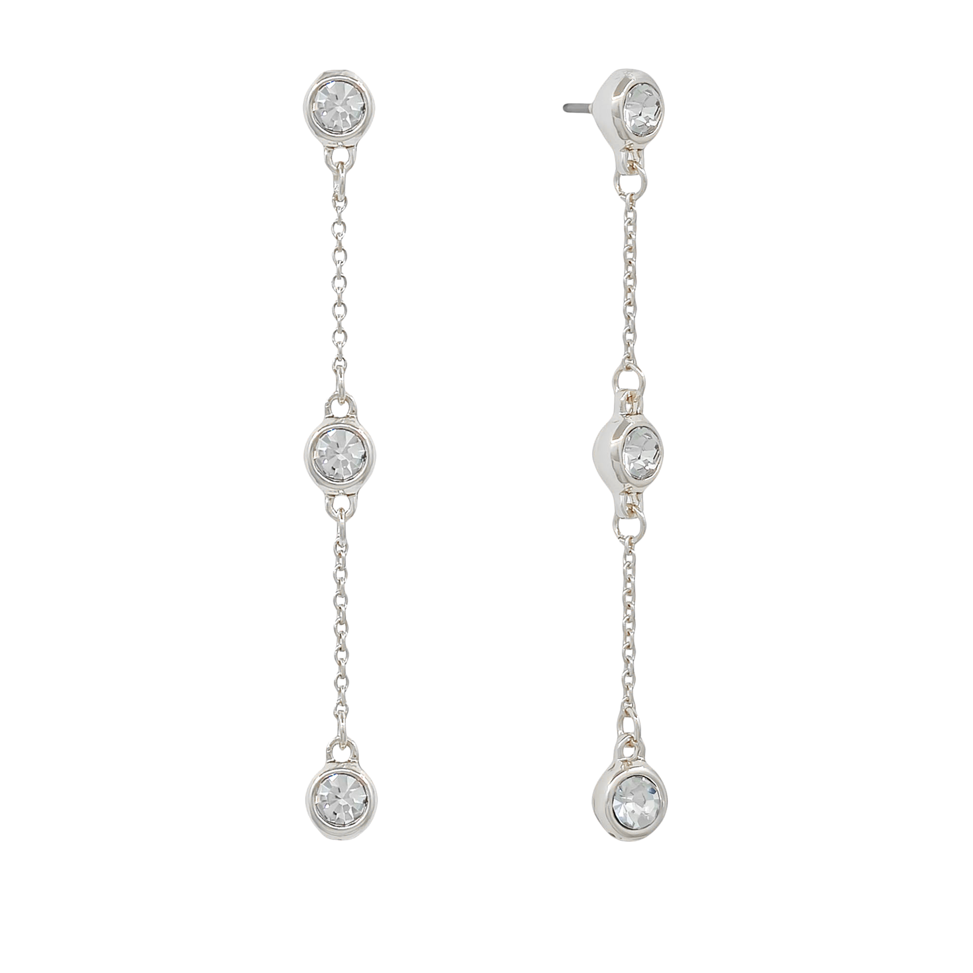 Bezel Crystal Chain Drop Earrings
