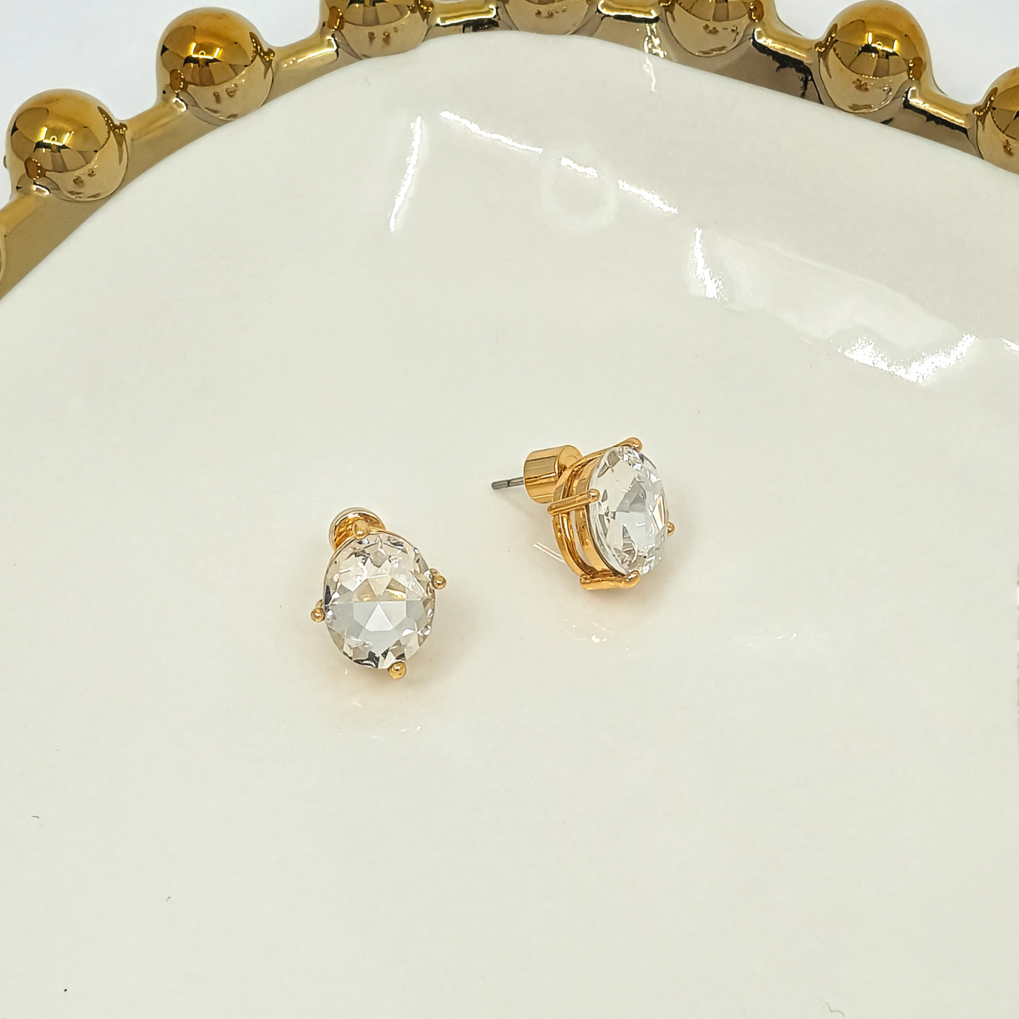 Oval Crystal Stud Earrings