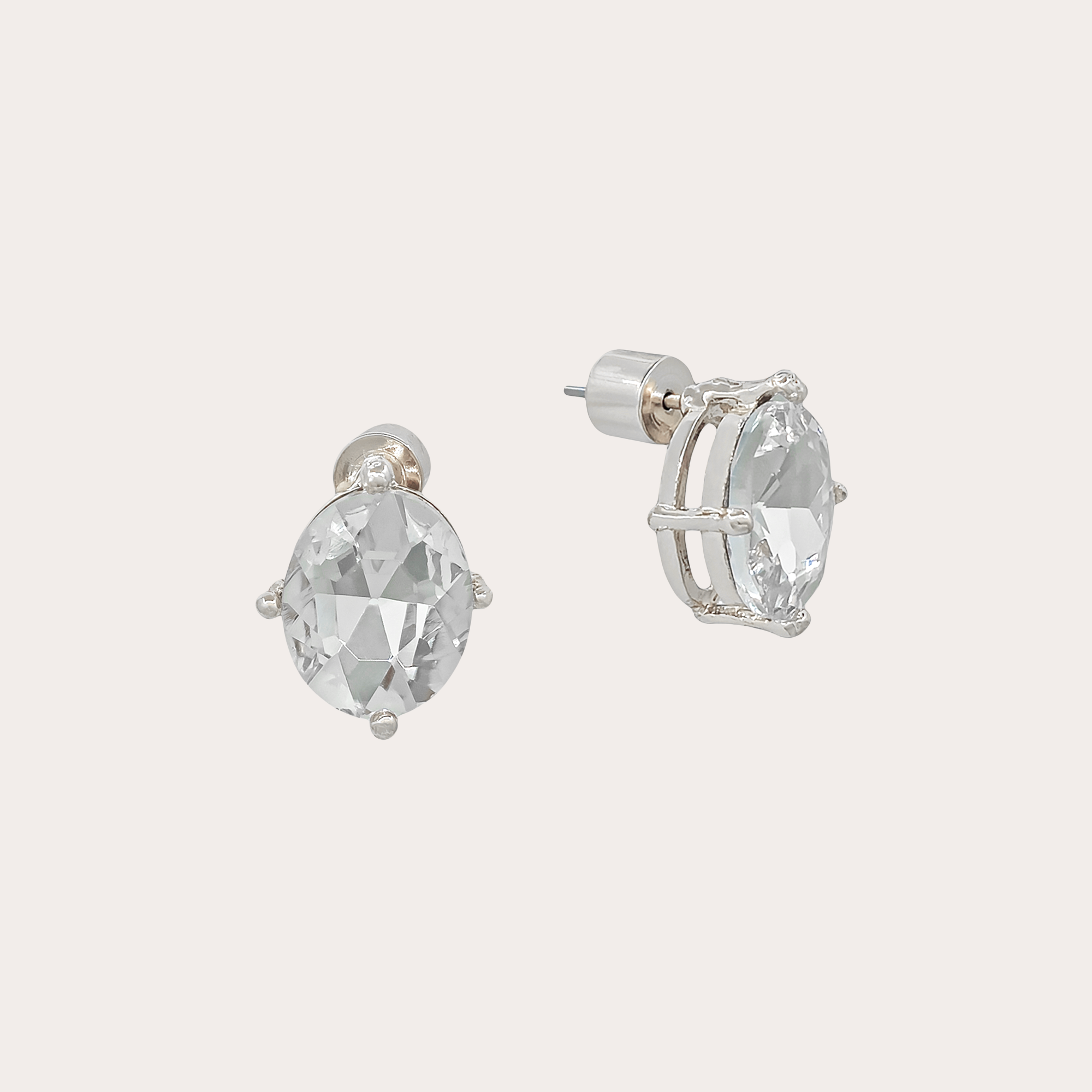 Oval Crystal Stud Earrings
