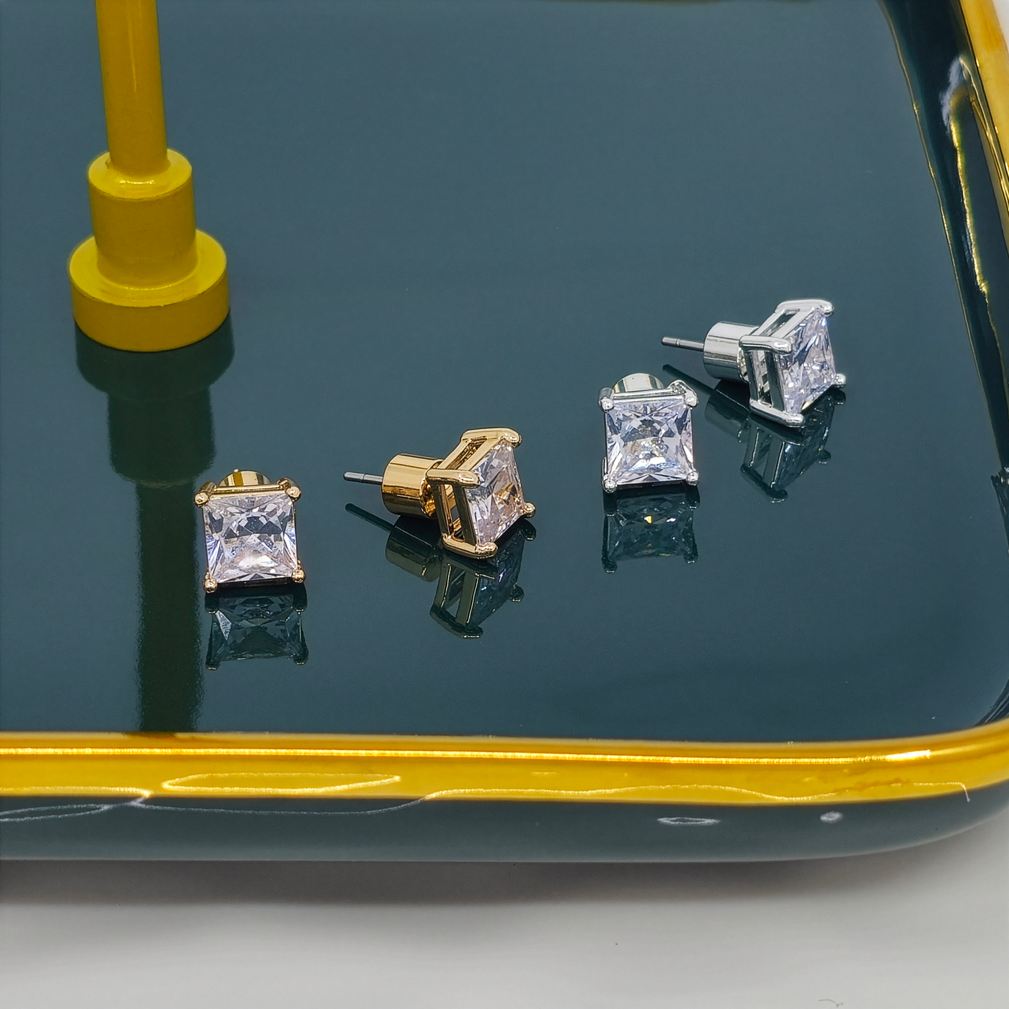 Princess Cut Crystal Stud Earrings