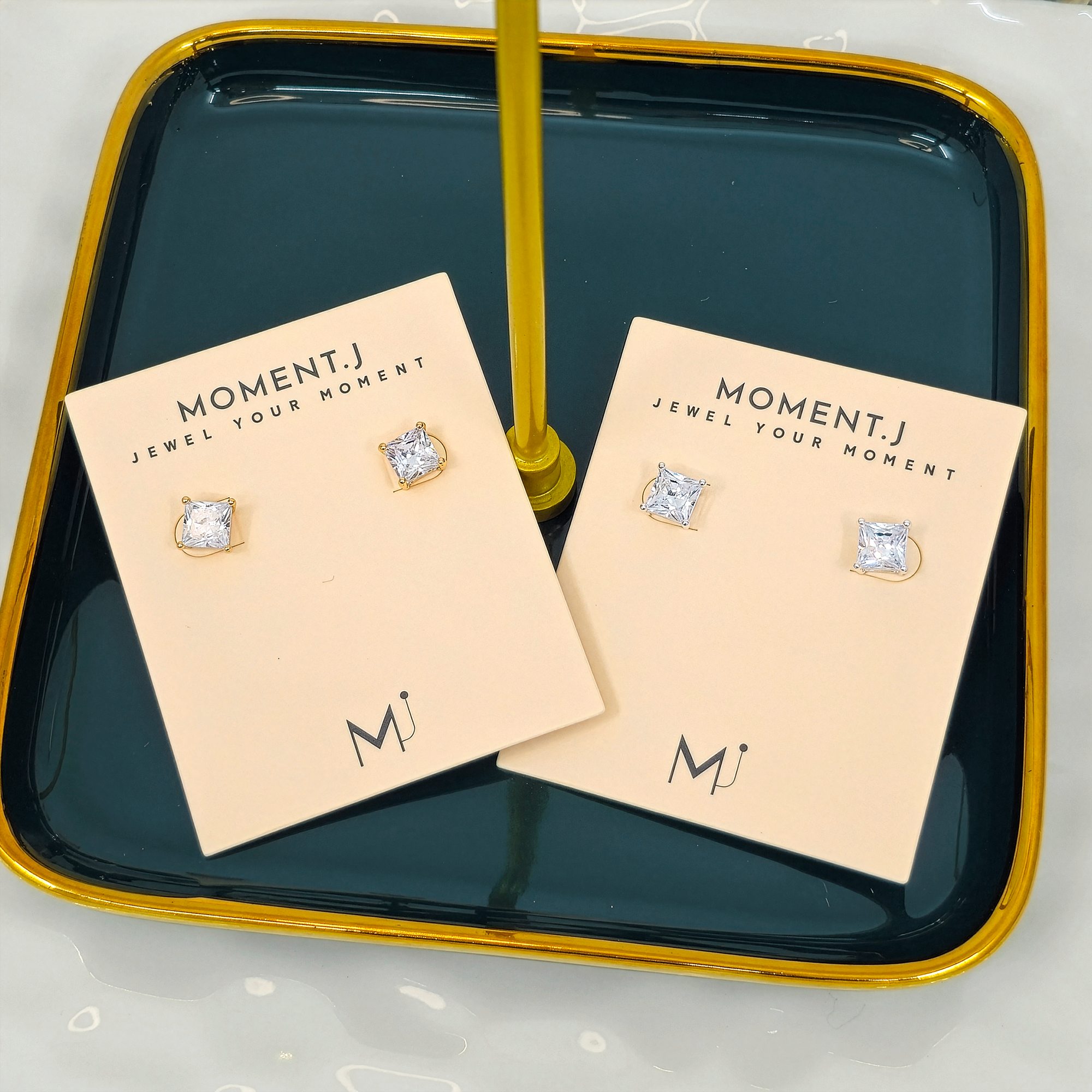Princess Cut Crystal Stud Earrings