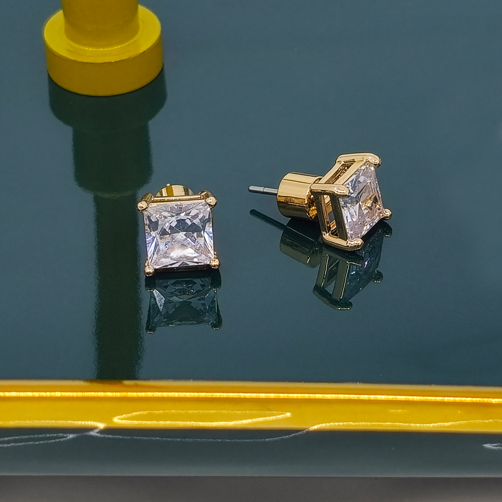 Princess Cut Crystal Stud Earrings