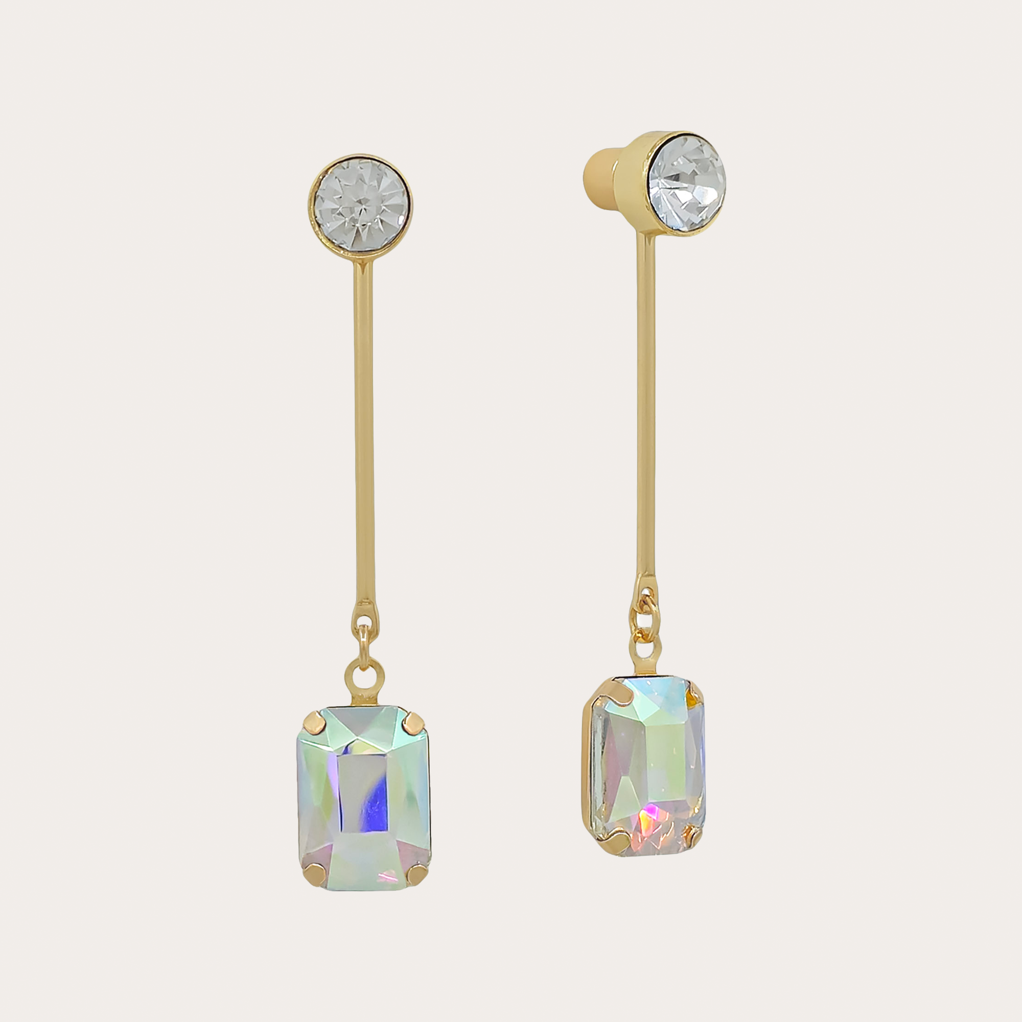 Crystal Geometric Bar Drop Earrings