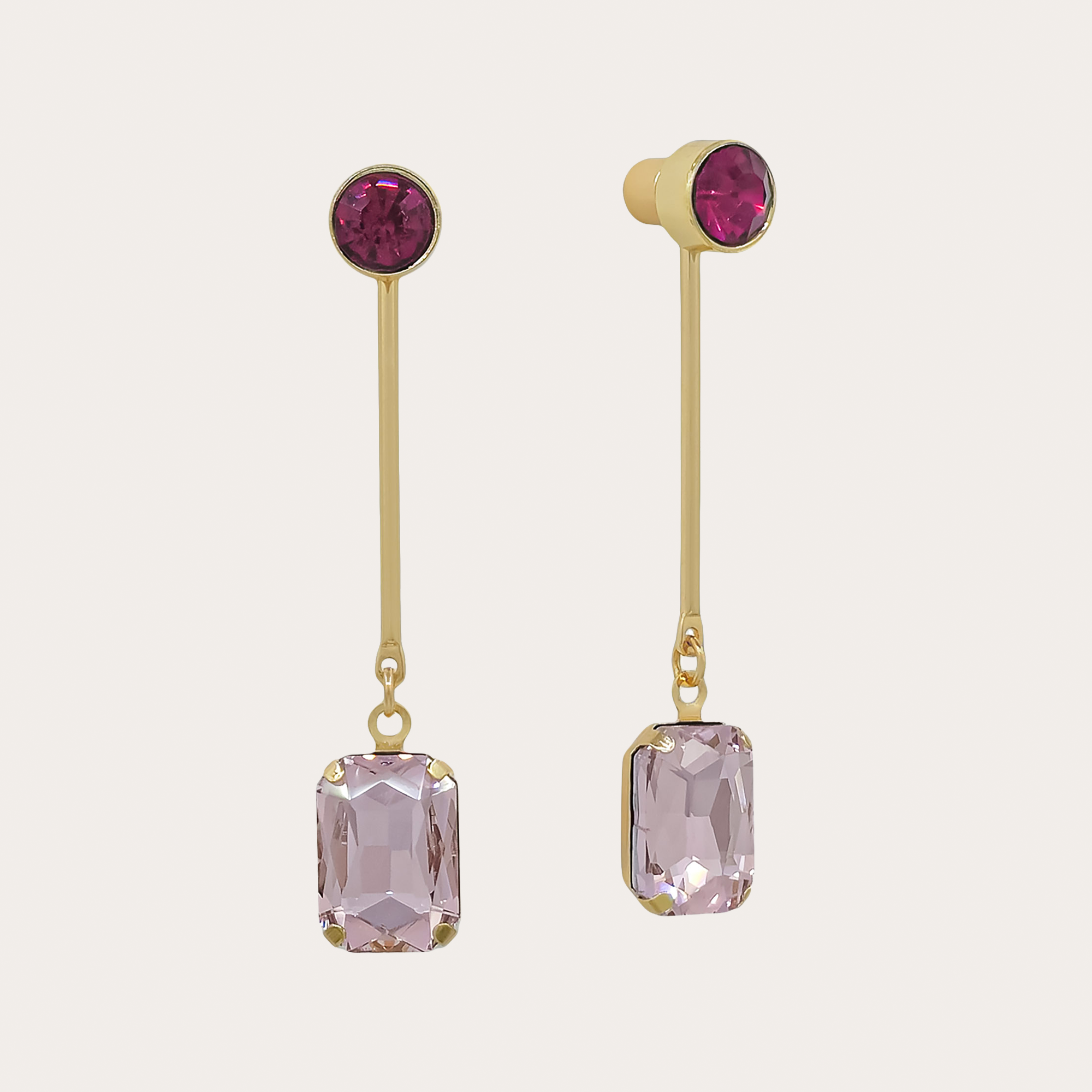 Crystal Geometric Bar Drop Earrings