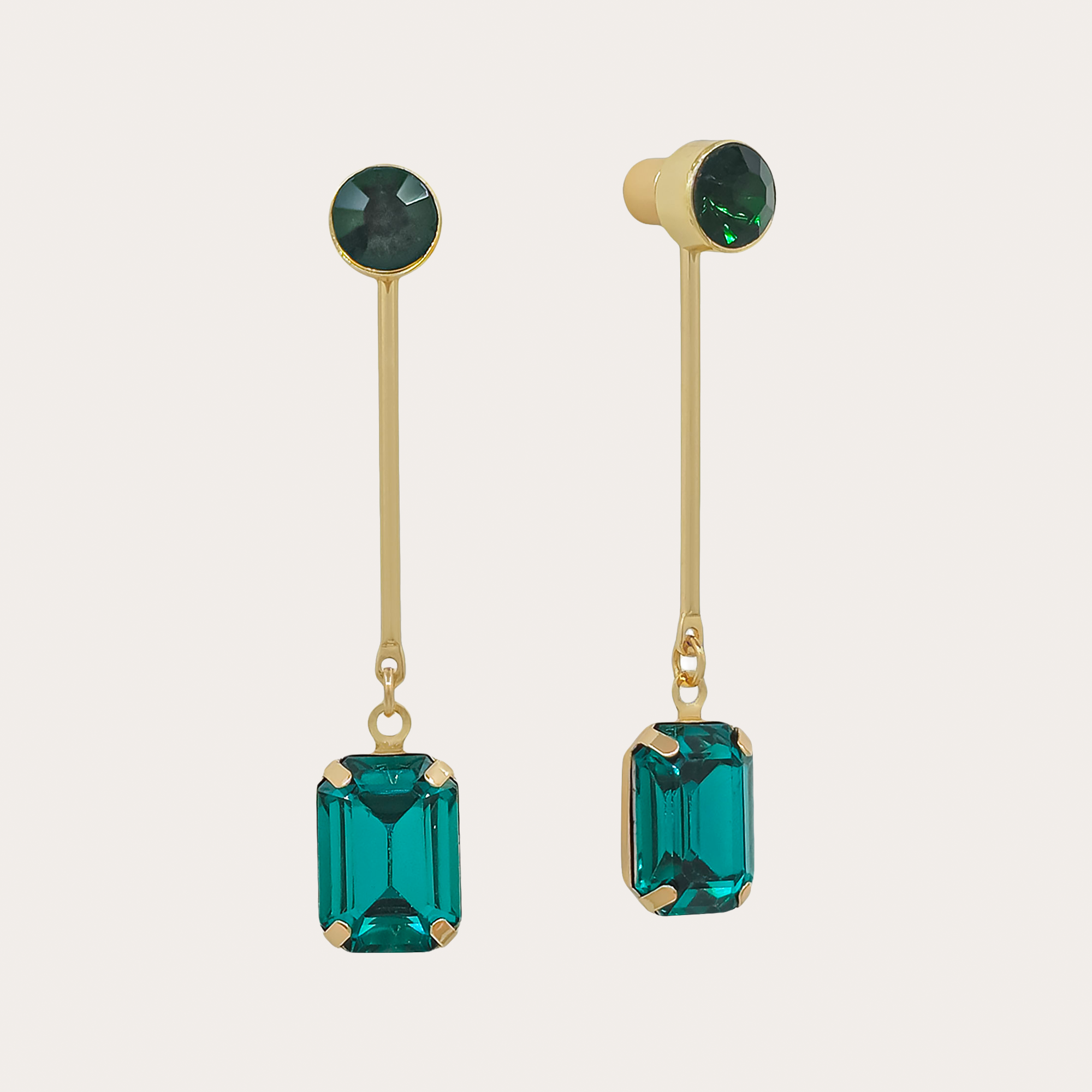 Crystal Geometric Bar Drop Earrings