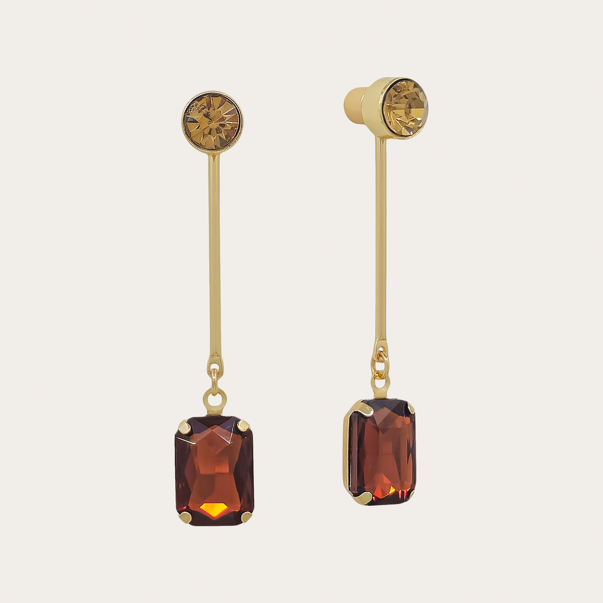 Crystal Geometric Bar Drop Earrings