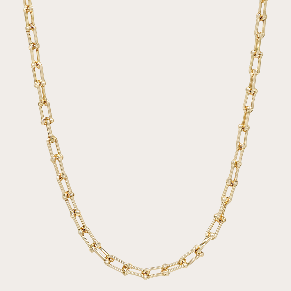 Gold Chain Necklace with Beaded Detailing