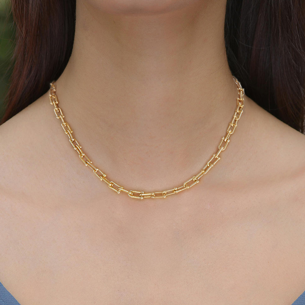 Gold Chain Necklace with Beaded Detailing