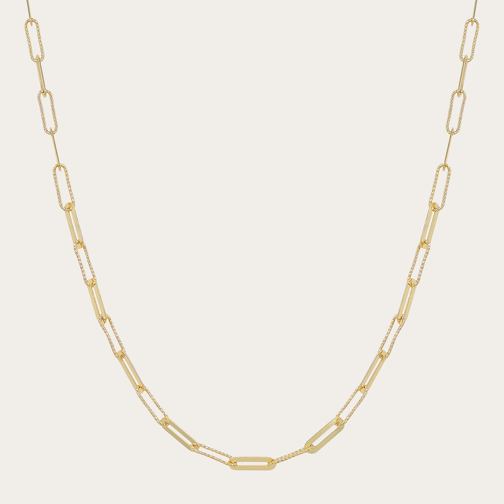 Paperclip Chain Necklace, Gold & Silver Mixed Link Necklace, Minimalist Jewelry