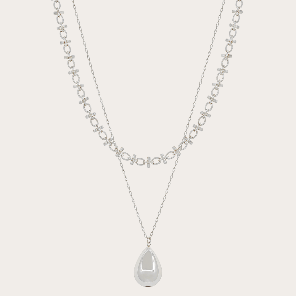 Layered Teardrop Pendant Necklace