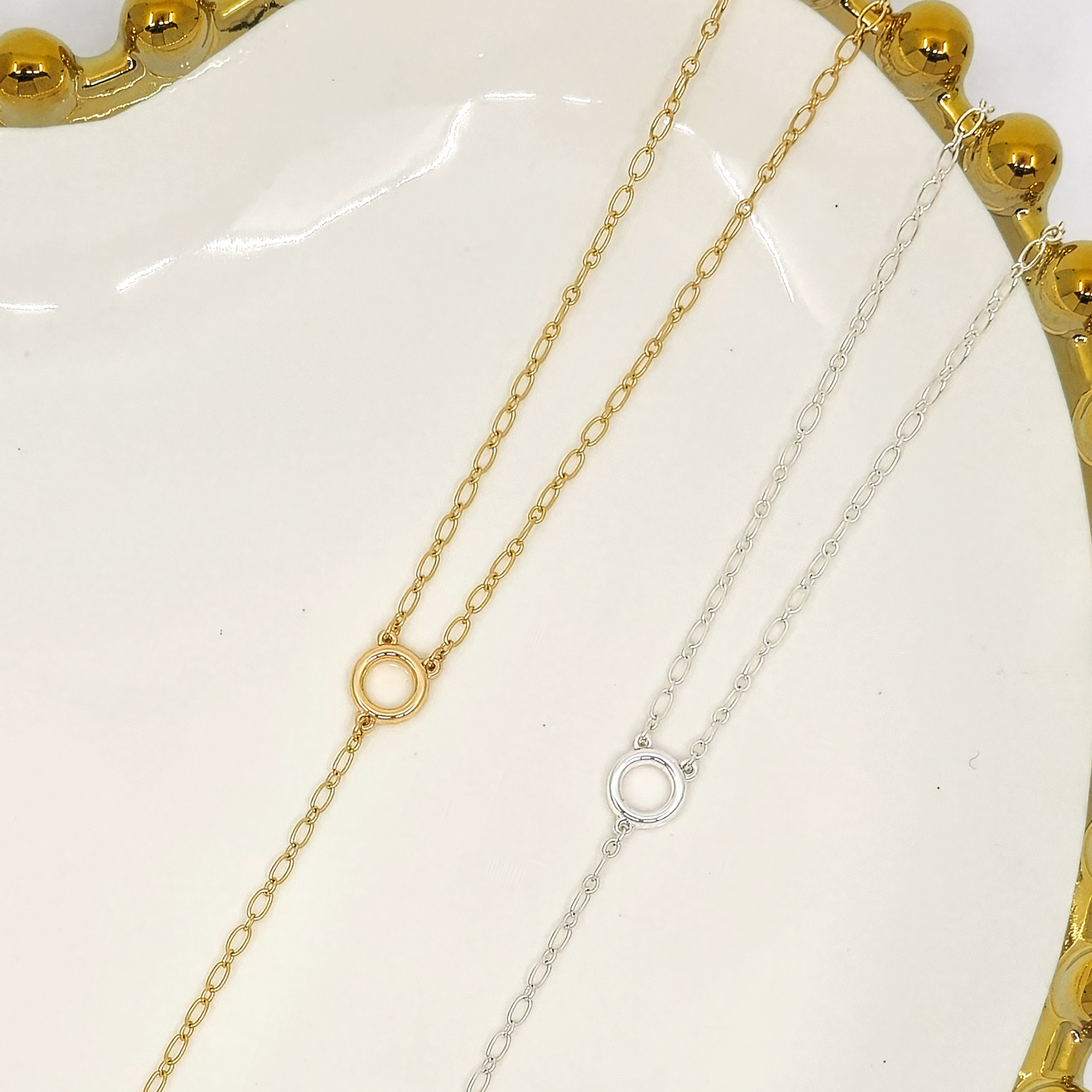 Geometric Circle Y Drop Necklace
