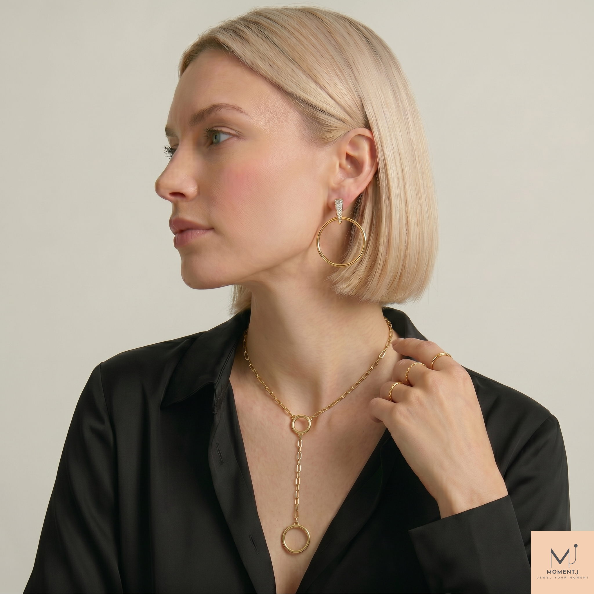 Geometric Circle Y Drop Necklace